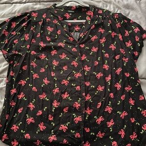 Torrid Pink Flamingo Short Sleeve Button Down Shirt